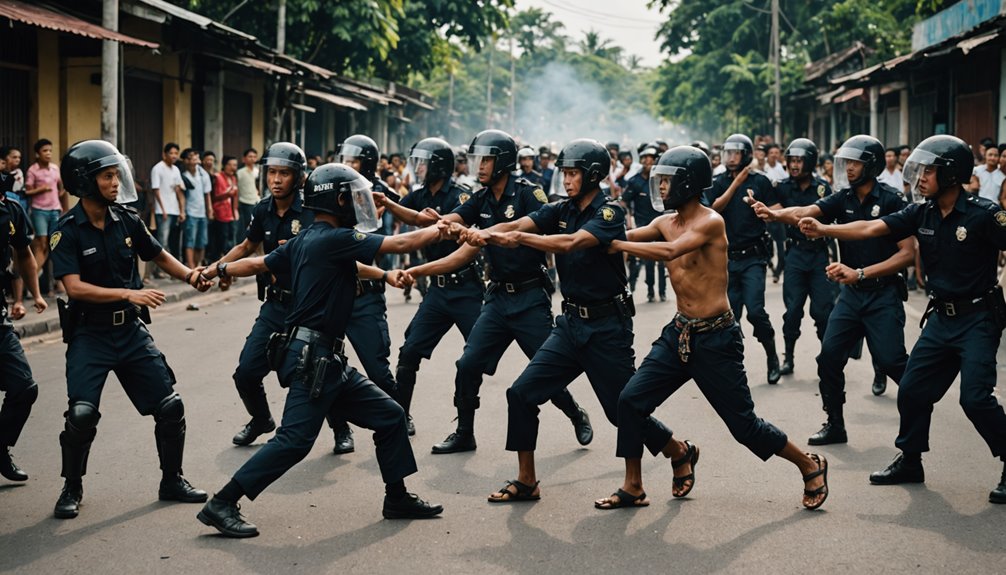 police disperse pillow fight