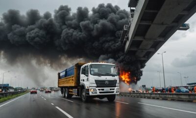 truck overturned on highway